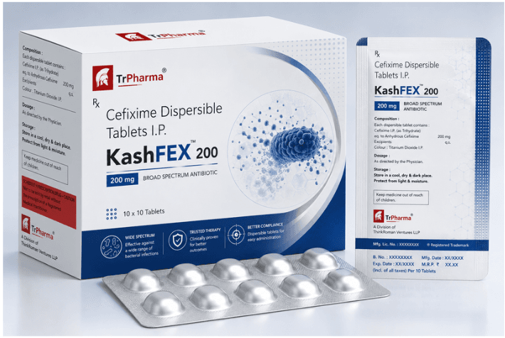 KashFEX 200 box and blister pack, TrPharma